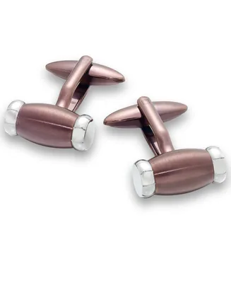 Sutton by Rhona Sutton Men's Stainless Steel Copper and Rhodium Barrel Cuff Links