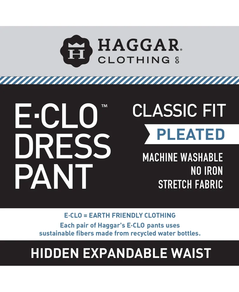 Haggar Men's Texture Weave Classic Fit Pleated Hidden Expandable Waistband Dress Pants