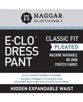 Haggar Men's Texture Weave Classic Fit Pleated Hidden Expandable Waistband Dress Pants
