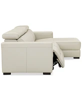 Nevio 115" 3-pc Leather Sectional Sofa with Chaise, 2 Power Recliners and Articulating Headrests, Created for Macy's