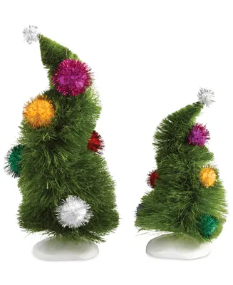 Department 56 Grinch Village Set of 2 Wonky Trees