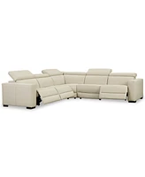 Nevio 5-pc Leather "L" Sectional with 3 Power Recliners, Created for Macy's