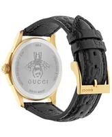 Gucci Men's G-Timeless Black Leather Strap Watch 38mm