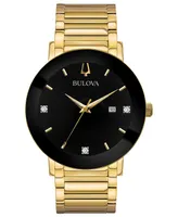 Bulova Men's Futuro Diamond Dress Diamond-Accent Gold-Tone Stainless Steel Bracelet Watch 42mm