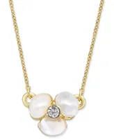 Kate Spade New York Gold-Tone Pave & Mother-of-Pearl Flower Pendant Necklace