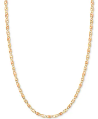 16" Tri-Color Valentina Chain Necklace (1/5mm) in 14k Gold, White Gold & Rose Gold - Tri