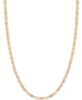 16" Tri-Color Valentina Chain Necklace (1/5mm) in 14k Gold, White Gold & Rose Gold - Tri