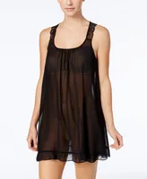 Linea Donatella Sheer Scoop Neck Chemise Lingerie Nightgown