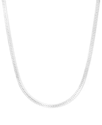 18" Flat Herringbone Chain Necklace (1-1/4mm) in 14k White Gold