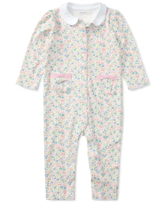 Polo Ralph Lauren Baby Girls Floral Print Cotton Coverall