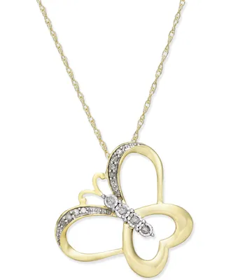 Diamond Accent Butterfly Pendant Necklace in 10k Gold