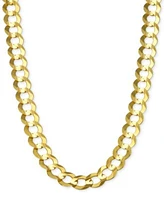 Italian Gold Open Curb Link Chain Necklace 7mm Collection In Solid 14k Gold