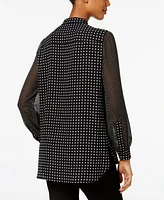 Anne Klein Petite Dot-Print Poet Blouse