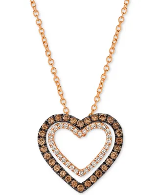 Le Vian Chocolatier Diamond Heart Pendant Necklace (1/3 ct. t.w.) in 14k Rose Gold