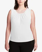 Calvin Klein Plus Sleeveless Pleat-Neck Top