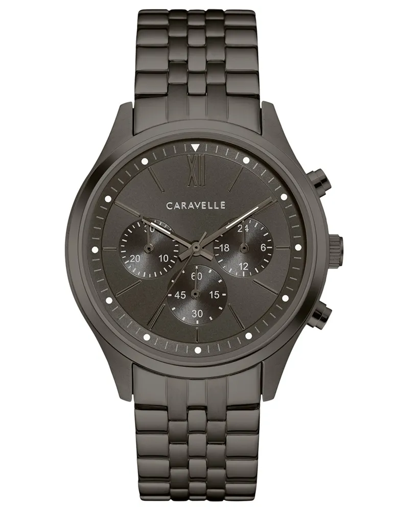 Caravelle Designed by Bulova Men's Chronograph Gunmetal Stainless Steel Bracelet Watch 41mm