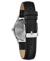 Caravelle Designed by Bulova Women's Black Leather Strap Watch 30mm