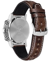 Citizen Eco-Drive Men's Chronograph Brown Leather Strap Watch 44mm