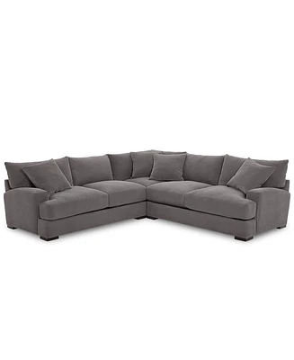 Closeout! Rhyder 3-Pc. 'L' Shaped Fabric Sectional Sofa, Created for Macy's