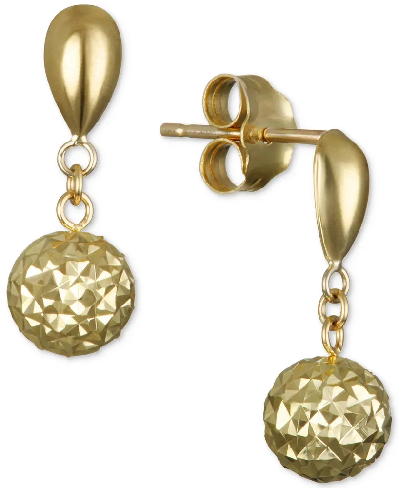 Textured Drop Earrings in 10k Gold