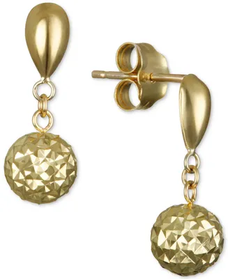 Textured Drop Earrings in 10k Gold