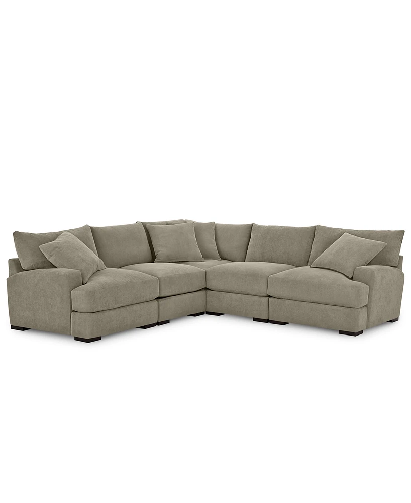 Closeout! Rhyder 5-Pc. Fabric Sectional Sofa with Armless Chair, Created for Macy's