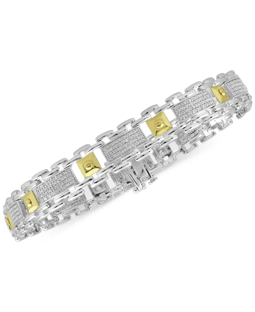 Men's Diamond Two-Tone Bracelet (1/2 ct. t.w.) in Sterling Silver & 18k Gold-Plate