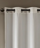 Bentley Ogee Knitted Jacquard Total blackout curtains for bedroom, Silver grommet top fit up to 1.25 inches rod Single Curtain Panel for Living Room,