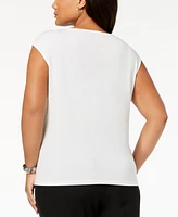 Kasper Plus Size Crossover Cutout Top
