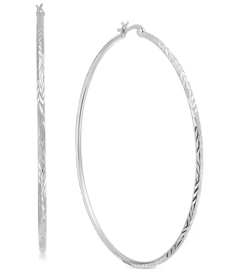 And Now This Extra Large Silver Plated Textured Large Hoop Earrings