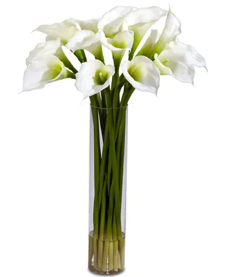 Nearly Natural Calla Lily Flower Arrangement with Cylinder Vase