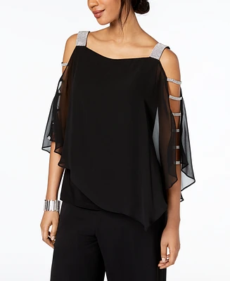 Msk Embellished Cold-Shoulder Top