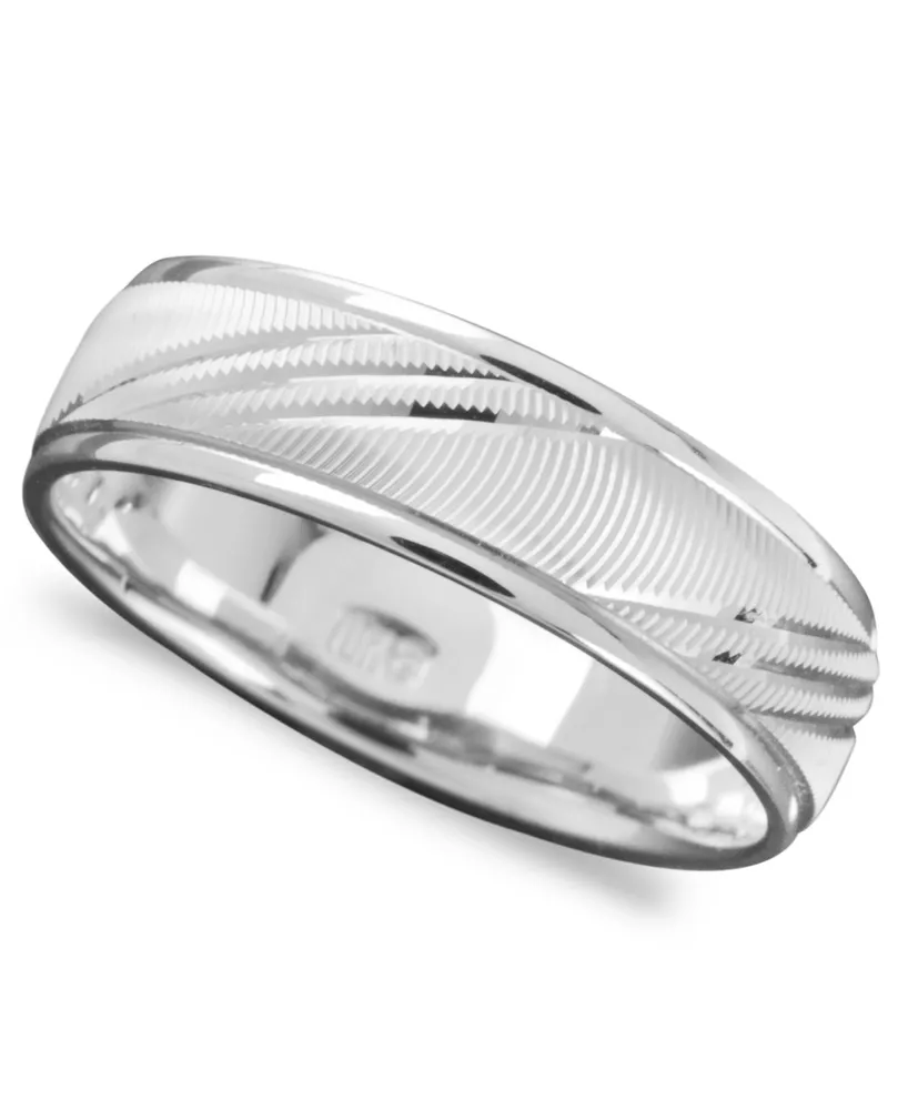 Men's 14k White Gold Ring, Flash Band (Size 6