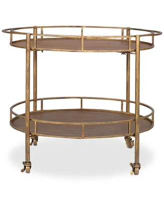 Metal Oval 2-Tier Bar Cart on Casters