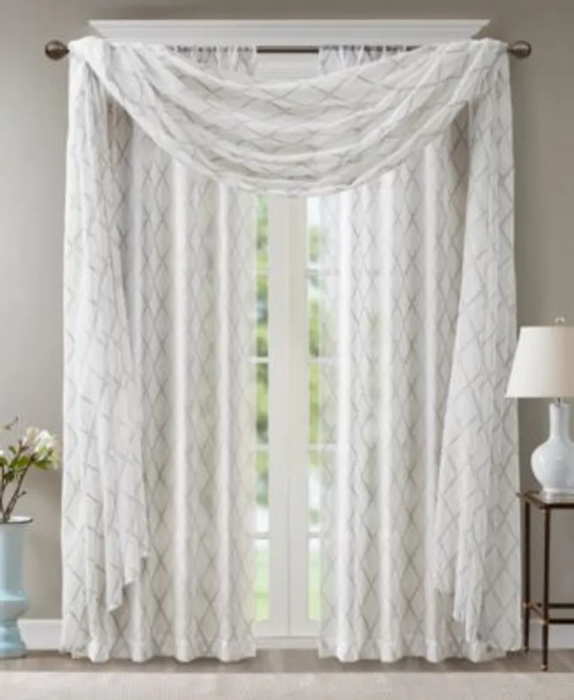 Madison Park Irina Diamond Embroidered Sheer Window Treatments