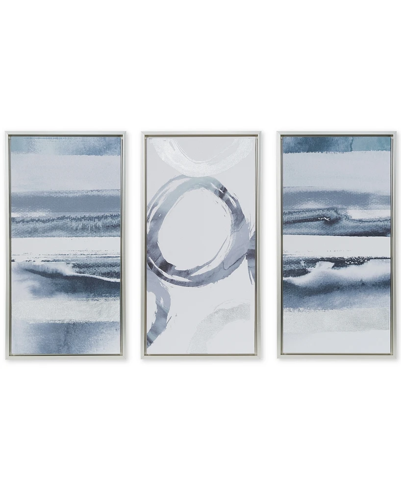 Madison Park Grey Surrounding 3-Pc. Framed Gel-Coated Canvas Print Set with Silver-Tone Foil