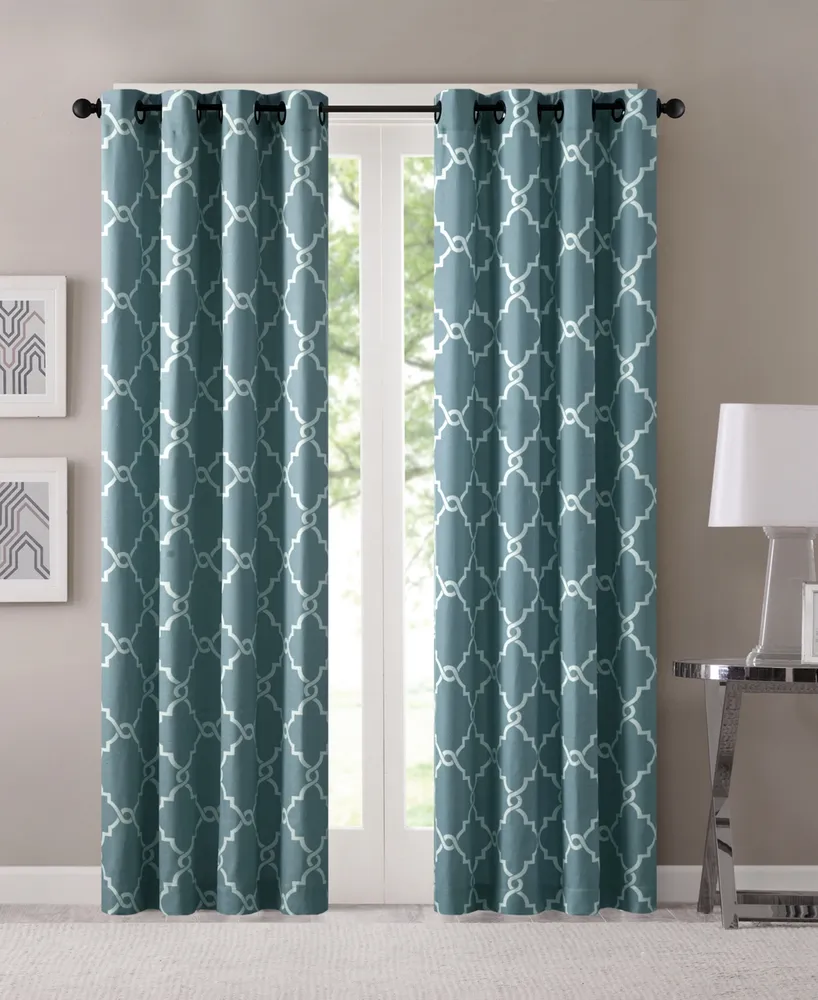 Madison Park Saratoga Fretwork Print Grommet Top Window Curtain Panel