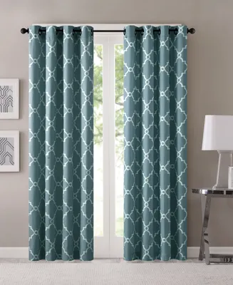 Madison Park Saratoga Fretwork Print Grommet Top Window Curtain Panel