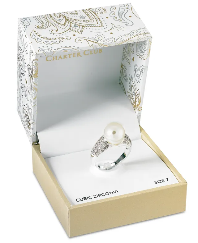 Charter Club Double Halo Crystal Center Ring, Created for Macy's - Macy's