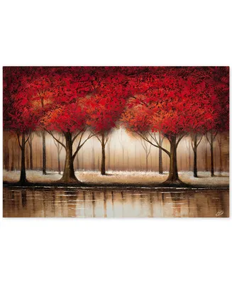 Rio 'Parade of Red Trees' 35" x 47" Canvas Wall Art