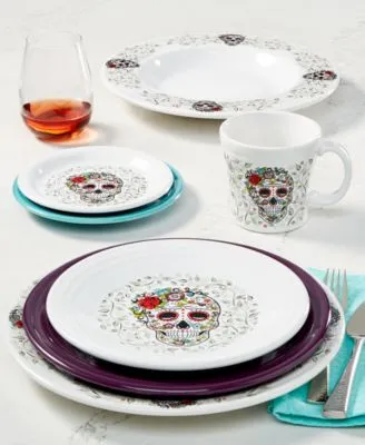 Fiesta Skull Vines White Dinnerware Set