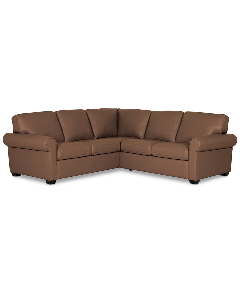 Orid 2-Pc. "L"-Shaped Leather Roll Arm Sectional , Created for Macy's