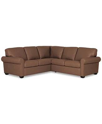 Orid 2-Pc. "L"-Shaped Leather Roll Arm Sectional , Created for Macy's