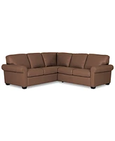 Orid 2-Pc. "L"-Shaped Leather Roll Arm Sectional , Created for Macy's