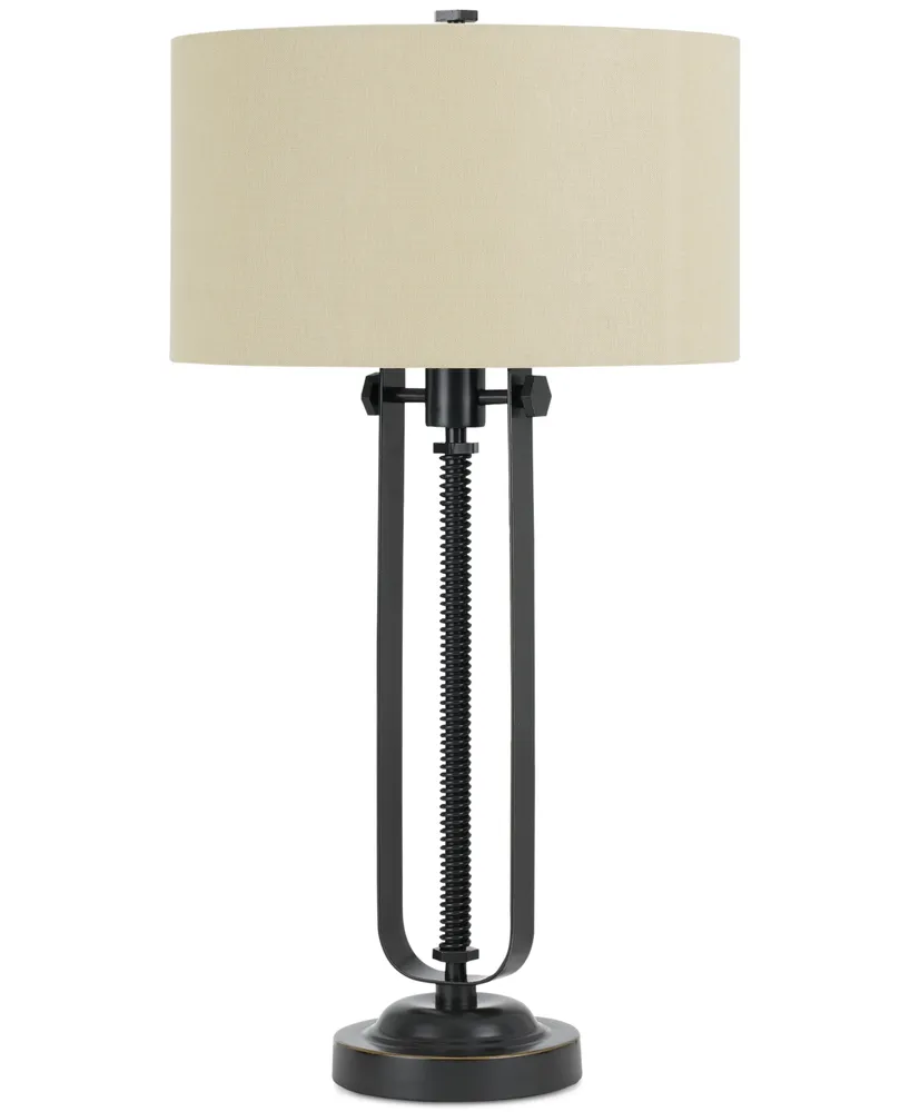 Cal Lighting 3-Way Foggia Metal Table Lamp with Hardback Burlap Shade