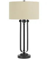 Cal Lighting 3-Way Foggia Metal Table Lamp with Hardback Burlap Shade