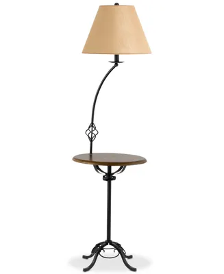 Cal Lighting 150W 3-Way Iron Floor Lamp with Wood Tray Table Lamp