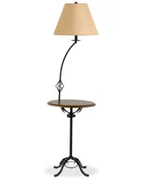 Cal Lighting 150W 3-Way Iron Floor Lamp with Wood Tray Table Lamp