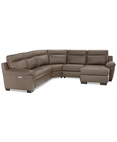 Closeout! Julius Ii 5-Pc. Leather Chaise Sectional Sofa With 2 Power Recliners, Headrests & Usb Outlet, Created for Macy's