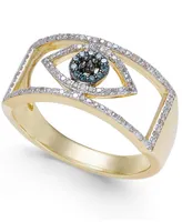 Wrapped Diamond Evil Eye Ring (1/6 ct. t.w.) in 10k Gold or 10k White Gold Created for Macy's